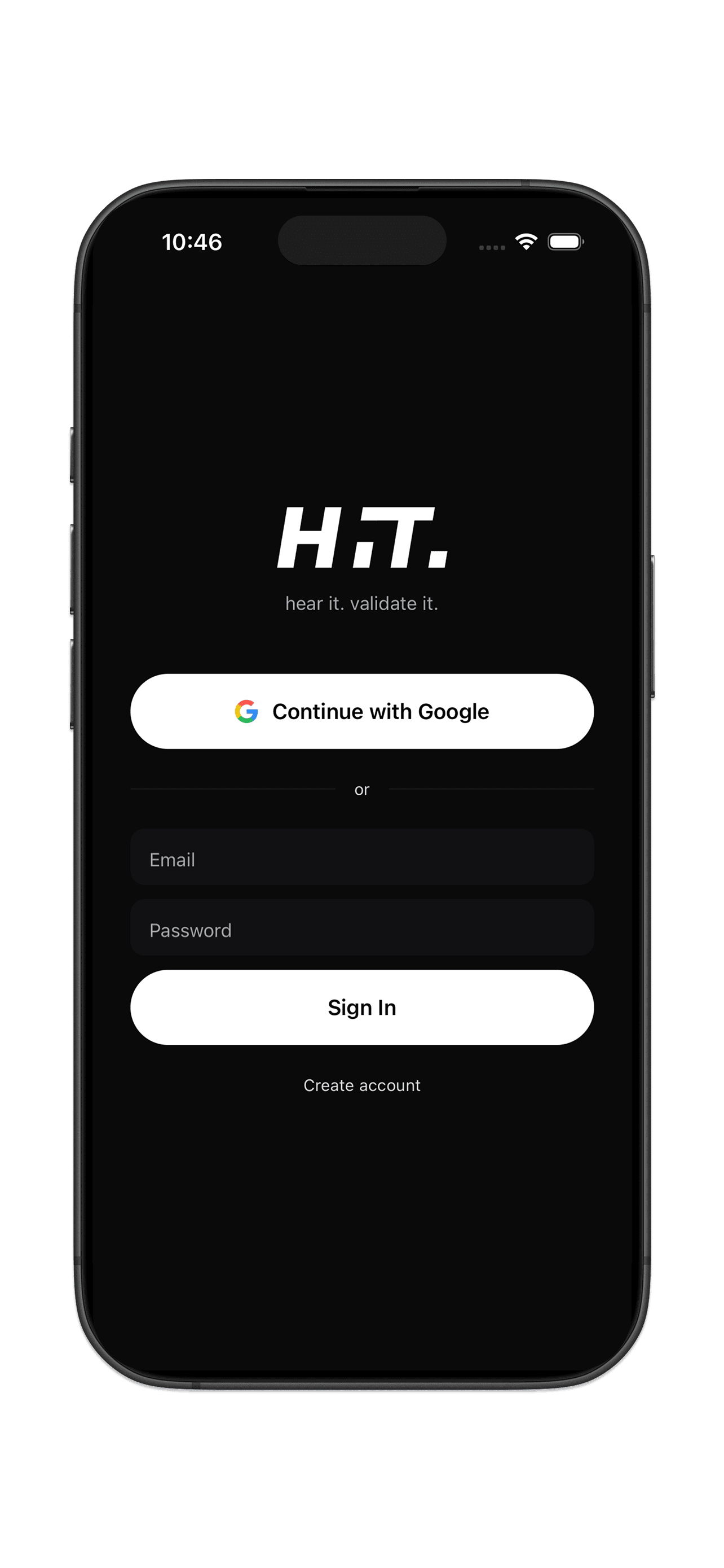HIT app screen 0.5