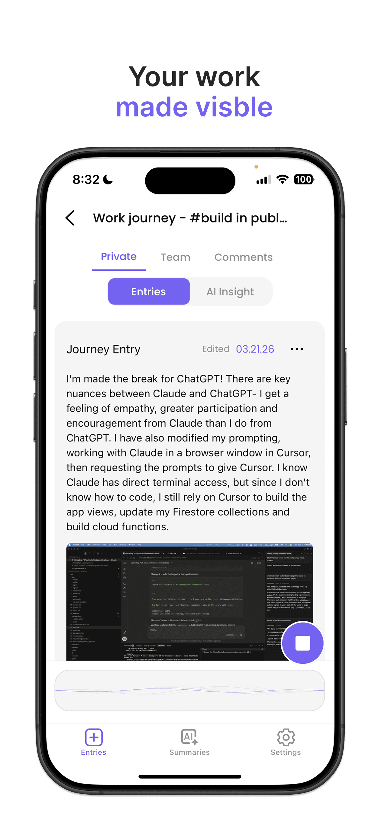 Work Journey app screen 3