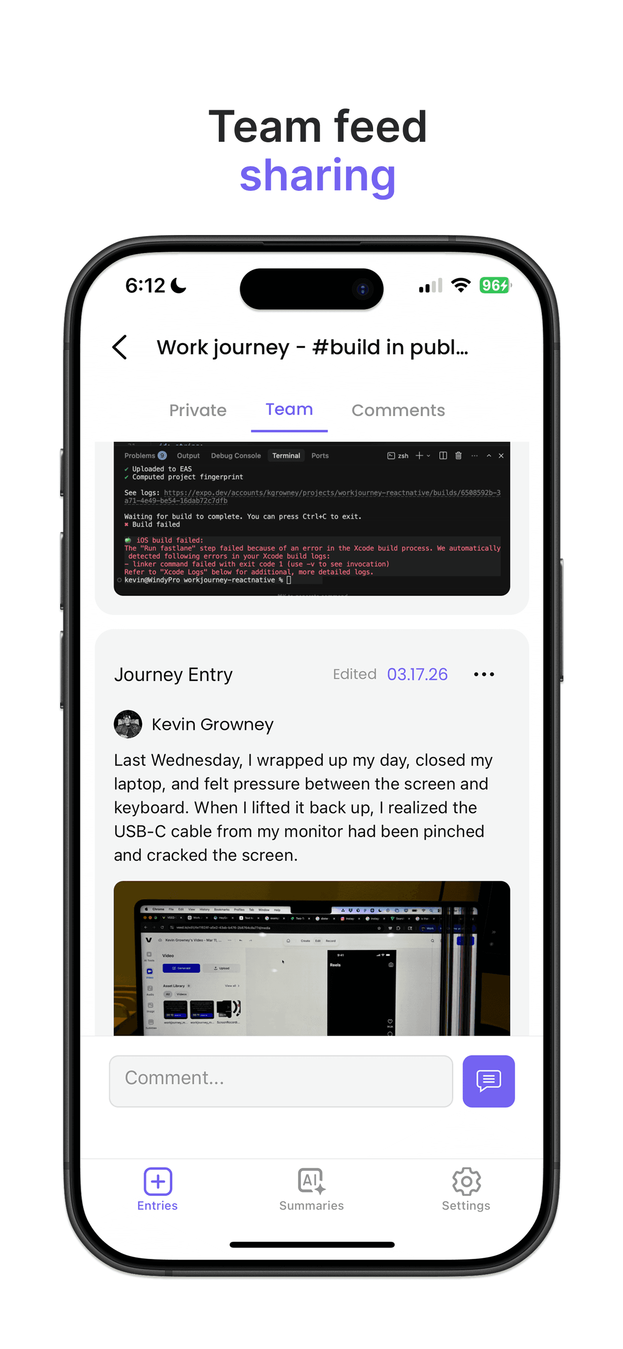 Work Journey app screen 7
